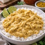 Creamy curry chicken with basmati rice