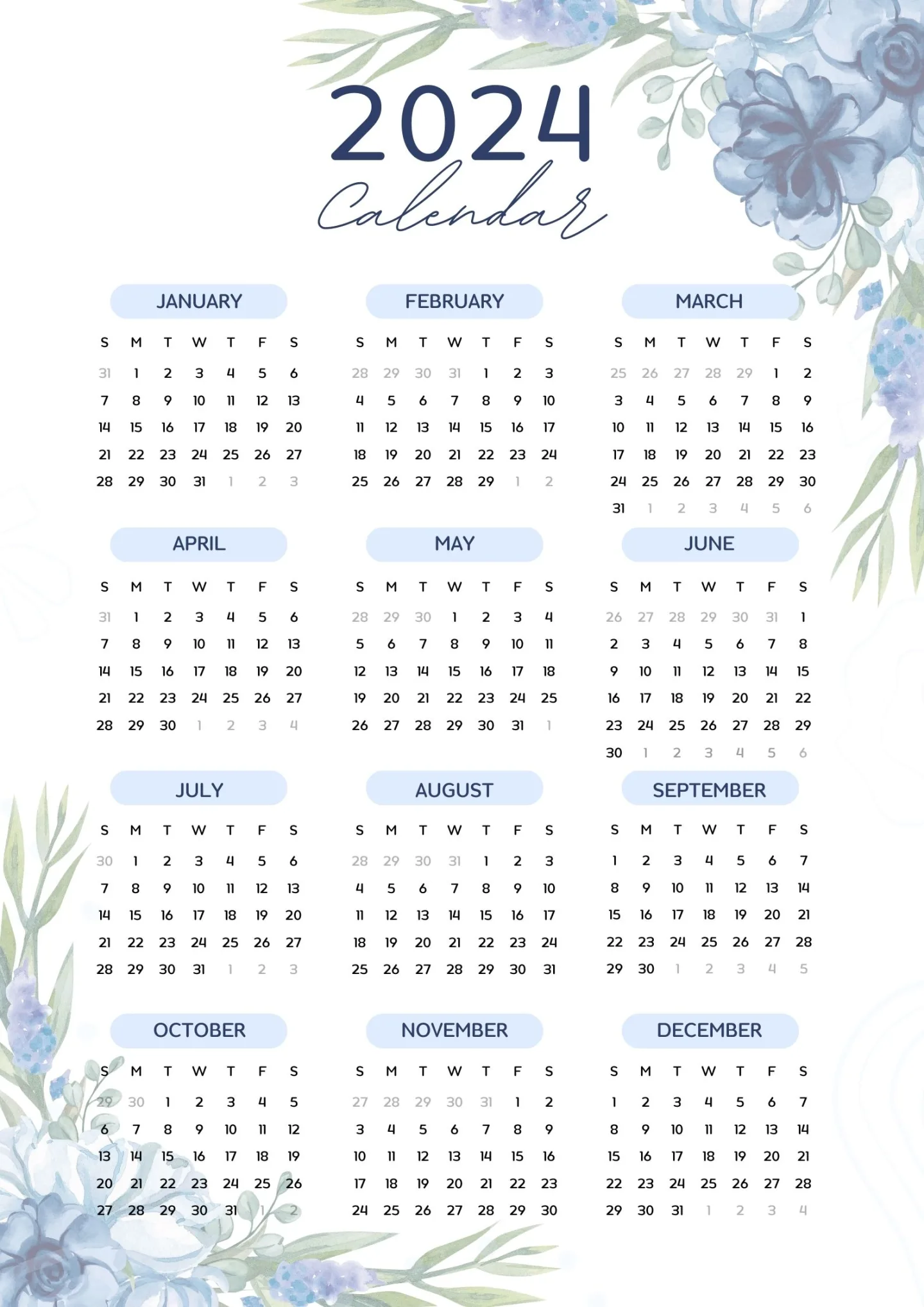 ML Printable 2024 Calendar