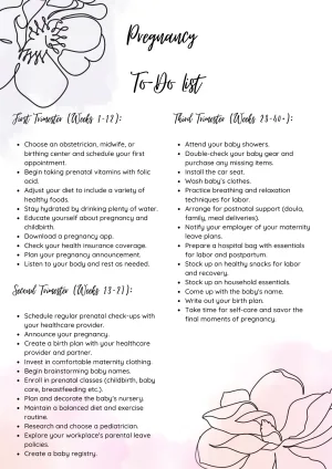 Pregnancy To-Do List