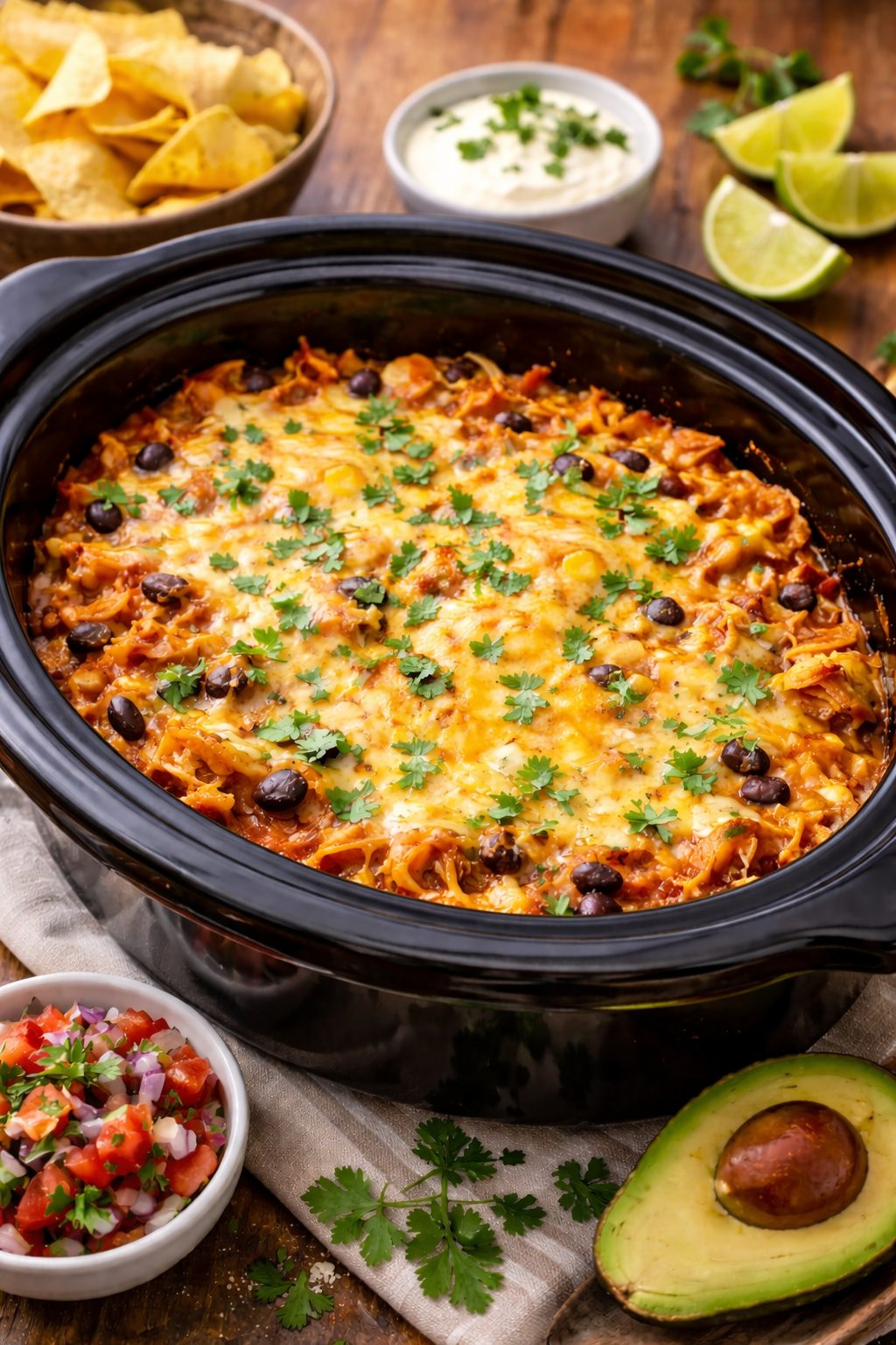 Slow Cooker Easy Chicken Enchilada Casserole (Video Instructions Included)
