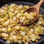 Sautéed cabbage in cast iron skillet