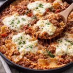 Skillet lasagna with melted cheese